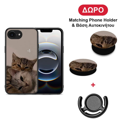 Cats In Love - iPhone 16e θήκη + Δώρο Phone Holder & Βάση Αυτοκινήτου