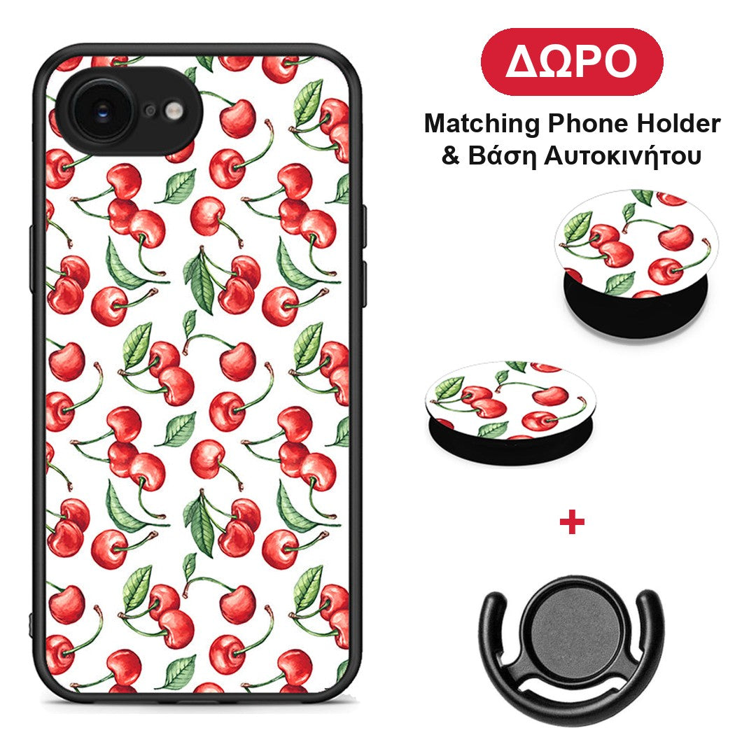 Cherry Summer - iPhone 16e θήκη + Δώρο Phone Holder & Βάση Αυτοκινήτου