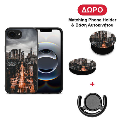 City Lights - iPhone 16e θήκη + Δώρο Phone Holder & Βάση Αυτοκινήτου