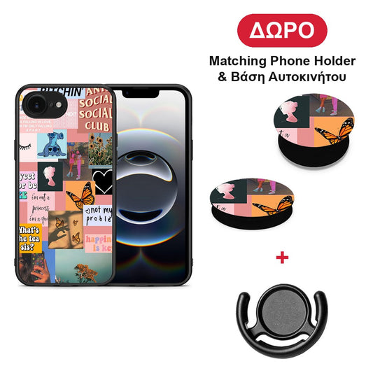 Collage Bitchin - iPhone 16e θήκη + Δώρο Phone Holder & Βάση Αυτοκινήτου