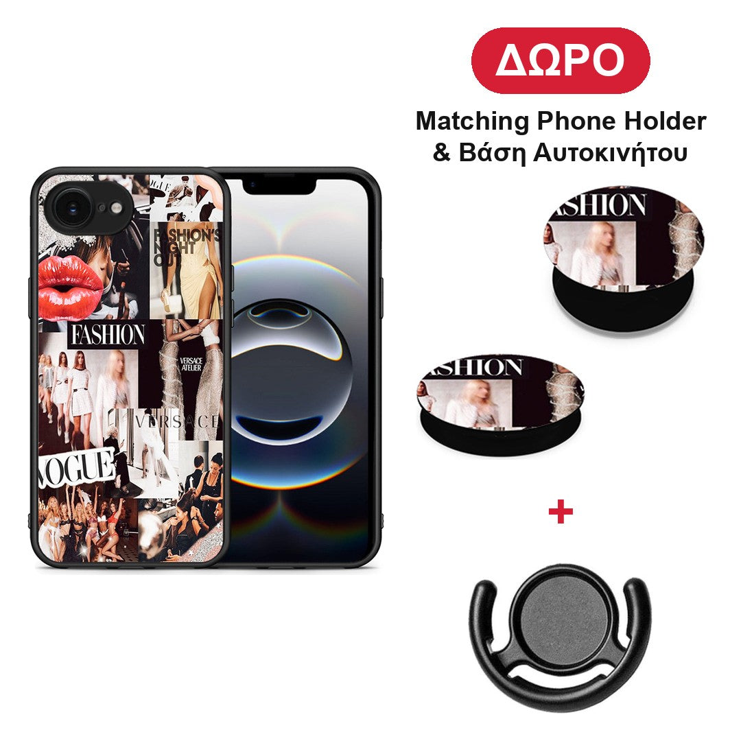 Collage Fashion - iPhone 16e θήκη + Δώρο Phone Holder & Βάση Αυτοκινήτου