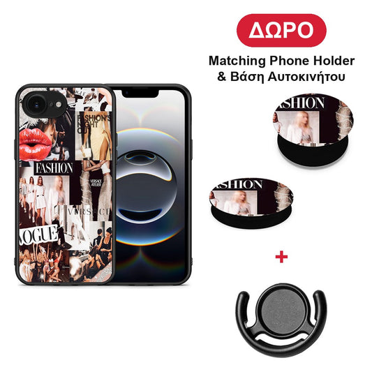 Collage Fashion - iPhone 16e θήκη + Δώρο Phone Holder & Βάση Αυτοκινήτου
