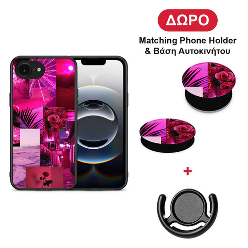 Collage Red Roses - iPhone 16e θήκη + Δώρο Phone Holder & Βάση Αυτοκινήτου