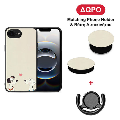 Dalmatians Love - iPhone 16e θήκη + Δώρο Phone Holder & Βάση Αυτοκινήτου