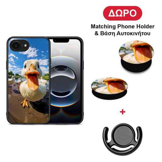 Duck Face - iPhone 16e θήκη + Δώρο Phone Holder & Βάση Αυτοκινήτου