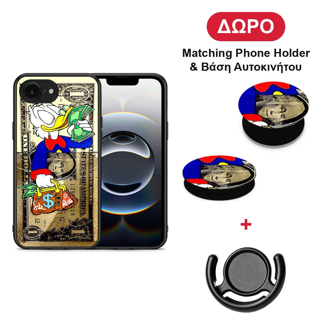 Duck Money - iPhone 16e θήκη + Δώρο Phone Holder & Βάση Αυτοκινήτου