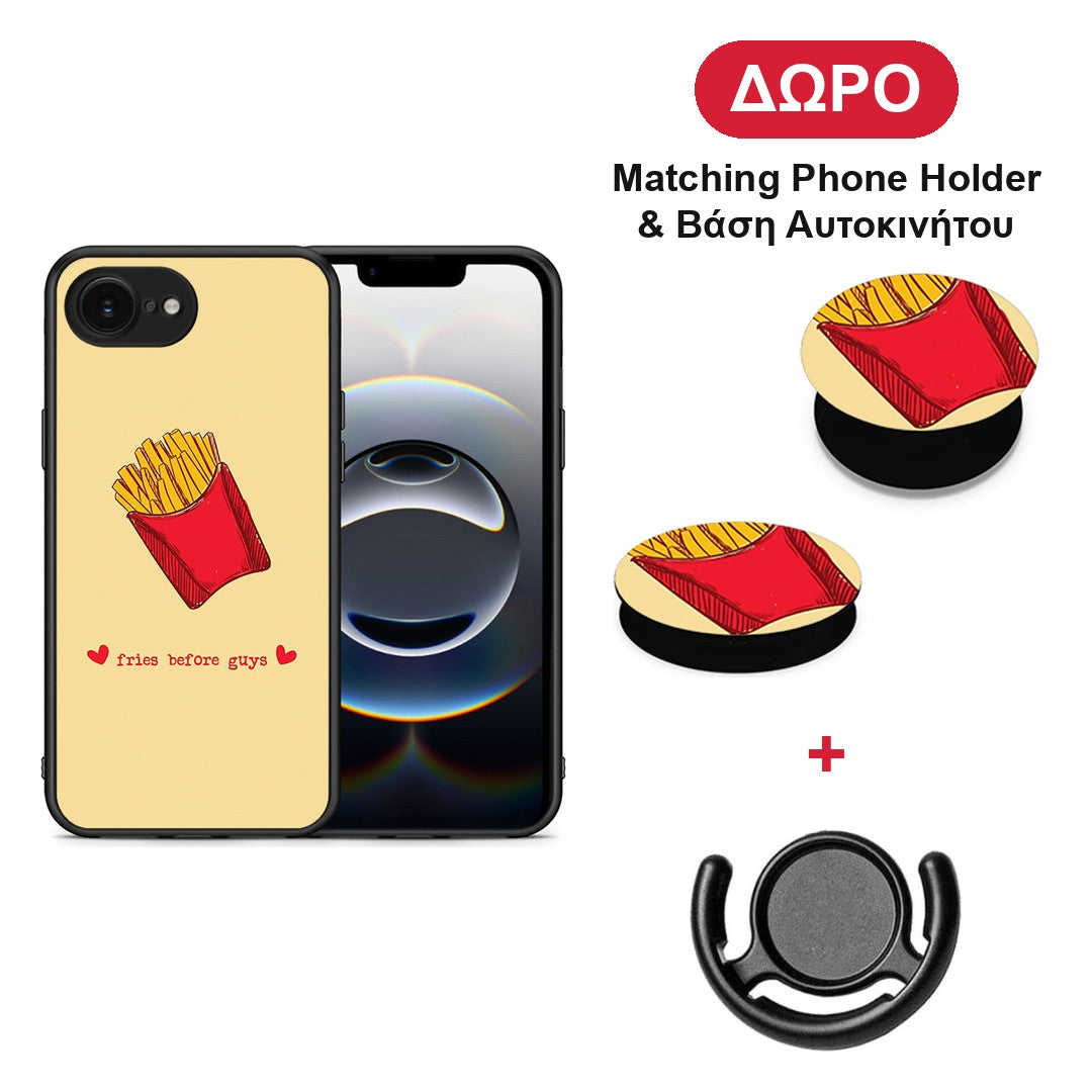 Fries Before Guys - iPhone 16e θήκη + Δώρο Phone Holder & Βάση Αυτοκινήτου