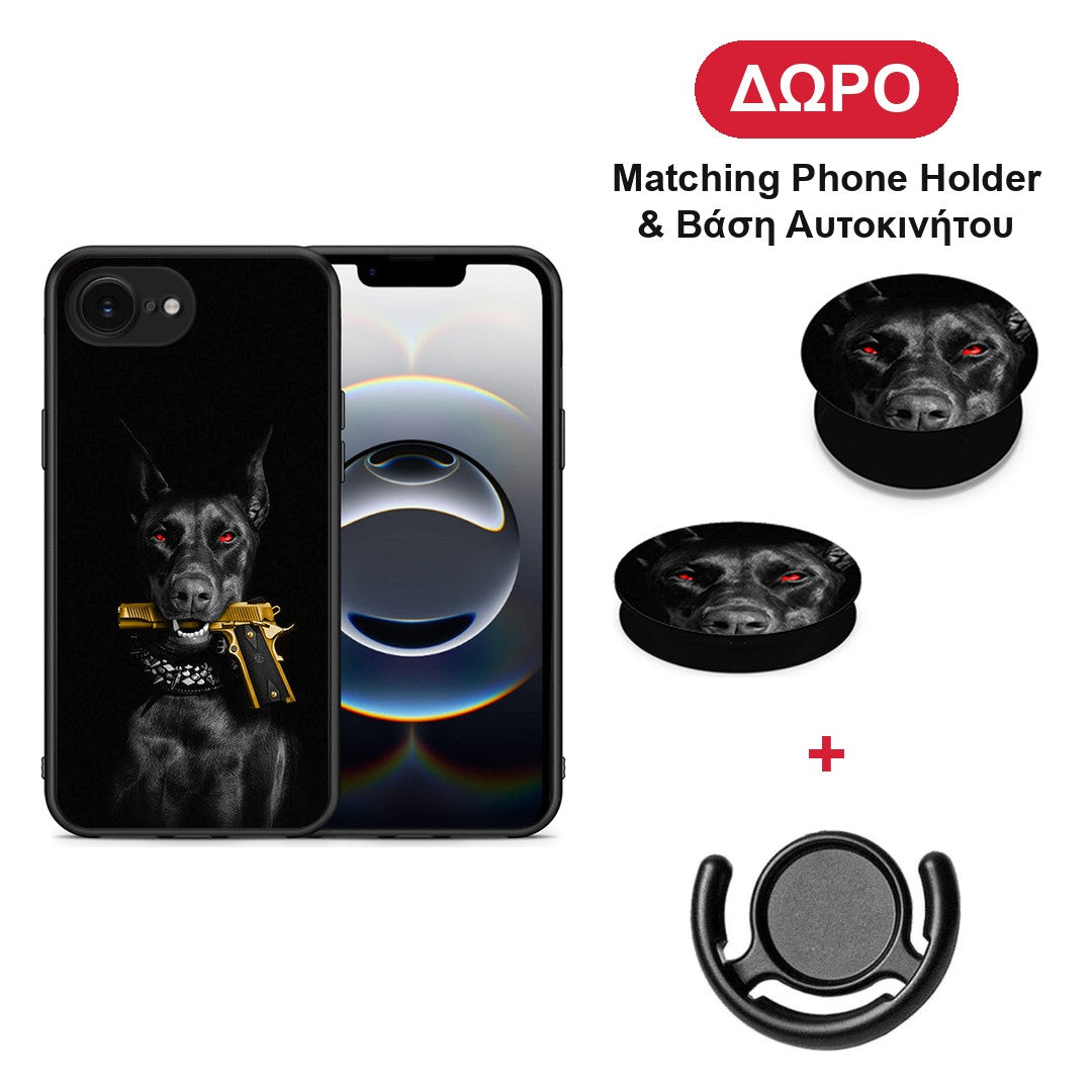 Golden Gun - iPhone 16e θήκη + Δώρο Phone Holder & Βάση Αυτοκινήτου