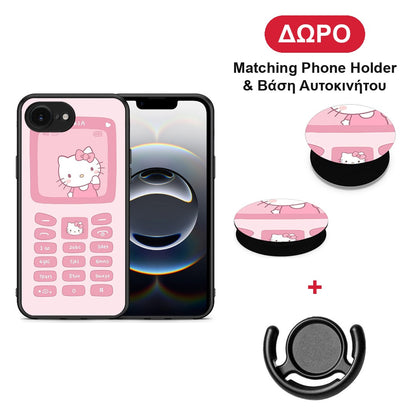Hello Kitten - iPhone 16e θήκη + Δώρο Phone Holder & Βάση Αυτοκινήτου