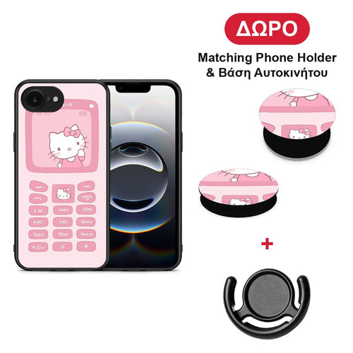 Hello Kitten - iPhone 16e θήκη + Δώρο Phone Holder & Βάση Αυτοκινήτου
