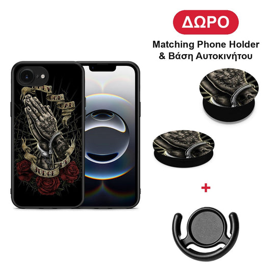 Judge By God - iPhone 16e θήκη + Δώρο Phone Holder & Βάση Αυτοκινήτου