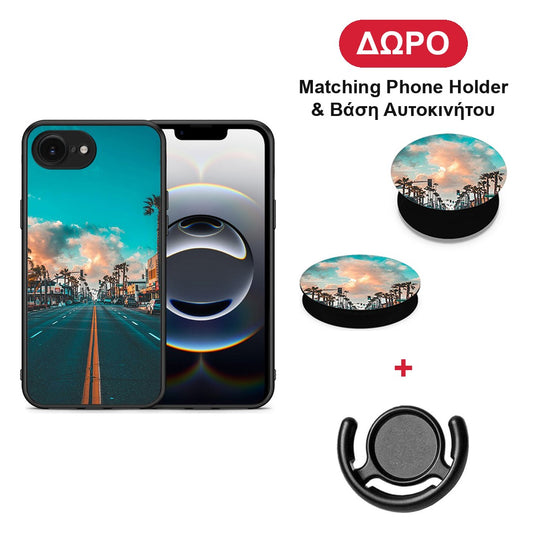 Landscape City - iPhone 16e θήκη + Δώρο Phone Holder & Βάση Αυτοκινήτου