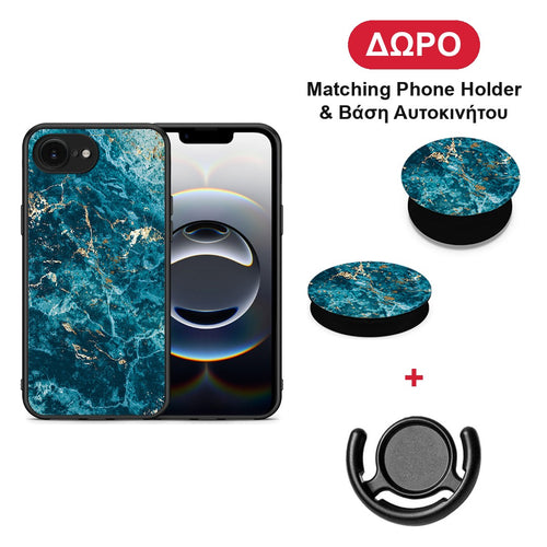 Marble Blue - iPhone 16e θήκη + Δώρο Phone Holder & Βάση Αυτοκινήτου