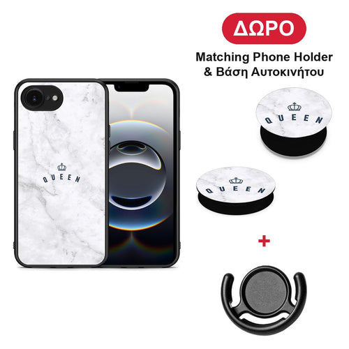 Marble Queen - iPhone 16e θήκη + Δώρο Phone Holder & Βάση Αυτοκινήτου