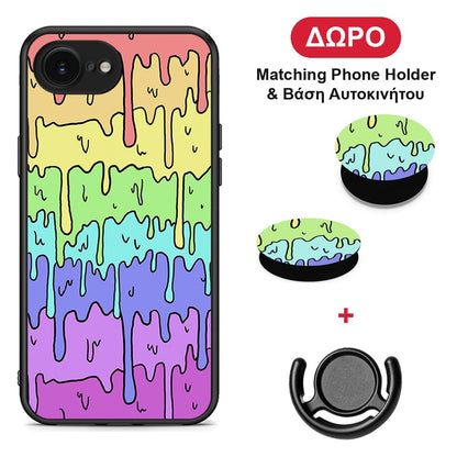 Melting Rainbow - iPhone 16e θήκη + Δώρο Phone Holder & Βάση Αυτοκινήτου