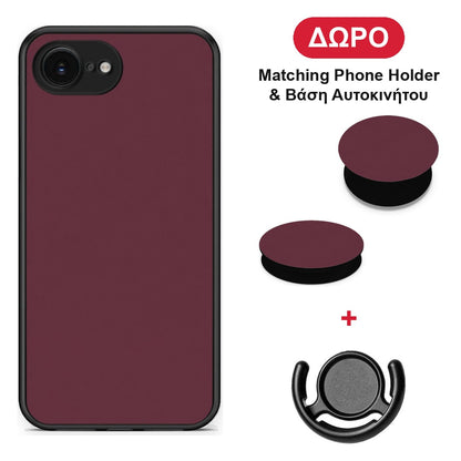 Muted Burgundy - iPhone 16e θήκη + Δώρο Phone Holder & Βάση Αυτοκινήτου