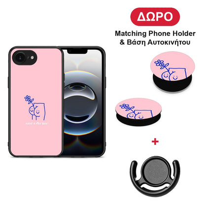 Nice Day - iPhone 16e θήκη + Δώρο Phone Holder & Βάση Αυτοκινήτου