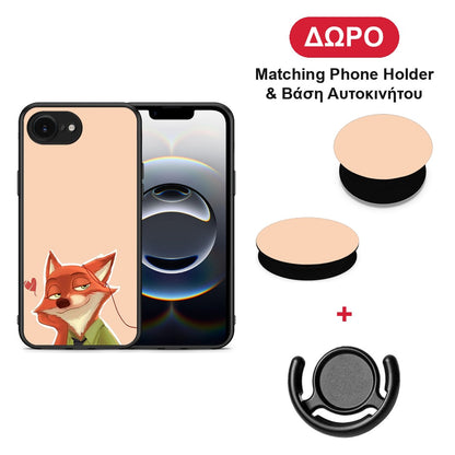 Nick Wilde And Judy Hopps Love 1 - iPhone 16e θήκη + Δώρο Phone Holder & Βάση Αυτοκινήτου