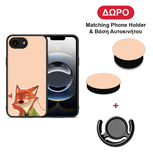 Nick Wilde And Judy Hopps Love 1 - iPhone 16e θήκη + Δώρο Phone Holder & Βάση Αυτοκινήτου