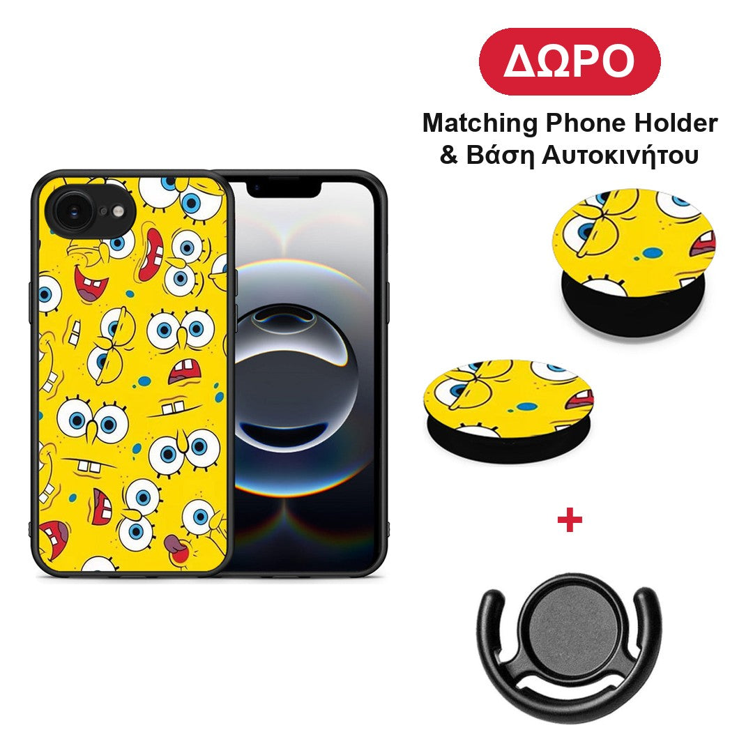 PopArt Sponge - iPhone 16e θήκη + Δώρο Phone Holder & Βάση Αυτοκινήτου