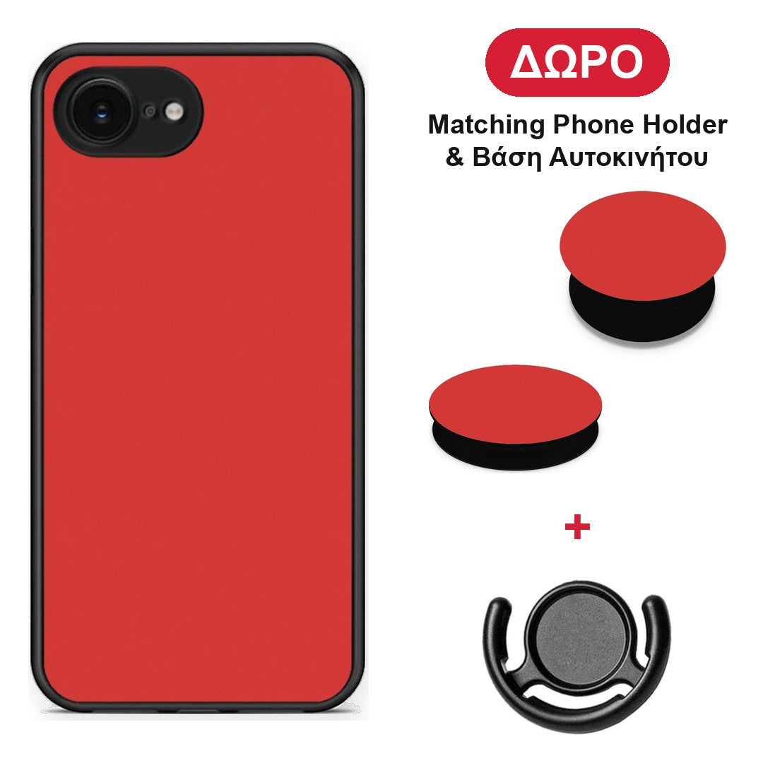 Poppy Red - iPhone 16e θήκη + Δώρο Phone Holder & Βάση Αυτοκινήτου