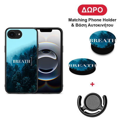 Quote Breath - iPhone 16e θήκη + Δώρο Phone Holder & Βάση Αυτοκινήτου