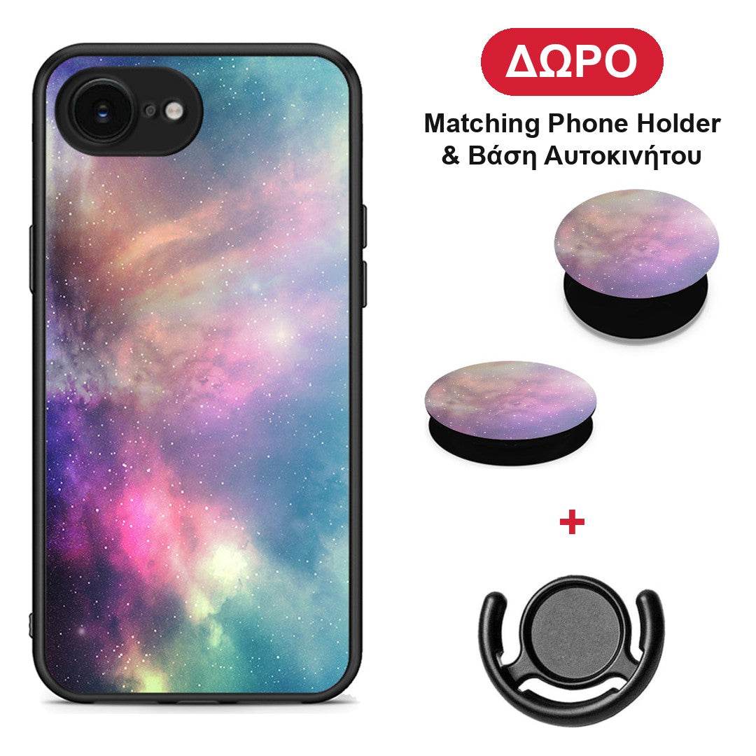 Galactic Rainbow - iPhone 16e θήκη + Δώρο Phone Holder & Βάση Αυτοκινήτου