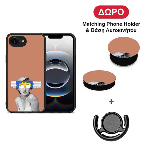 Sim Merilyn - iPhone 16e θήκη + Δώρο Phone Holder & Βάση Αυτοκινήτου