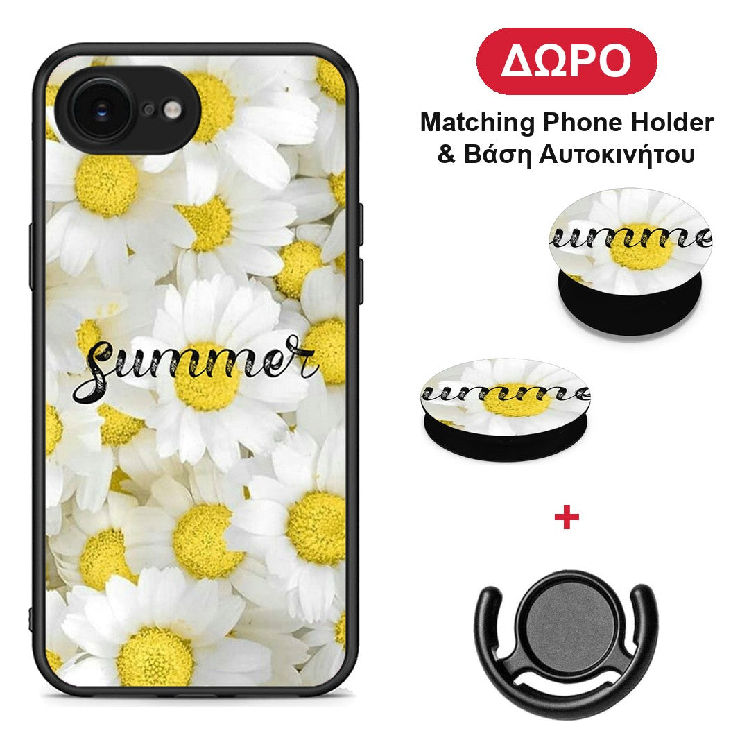 Summer Daisies - iPhone 16e θήκη + Δώρο Phone Holder & Βάση Αυτοκινήτου