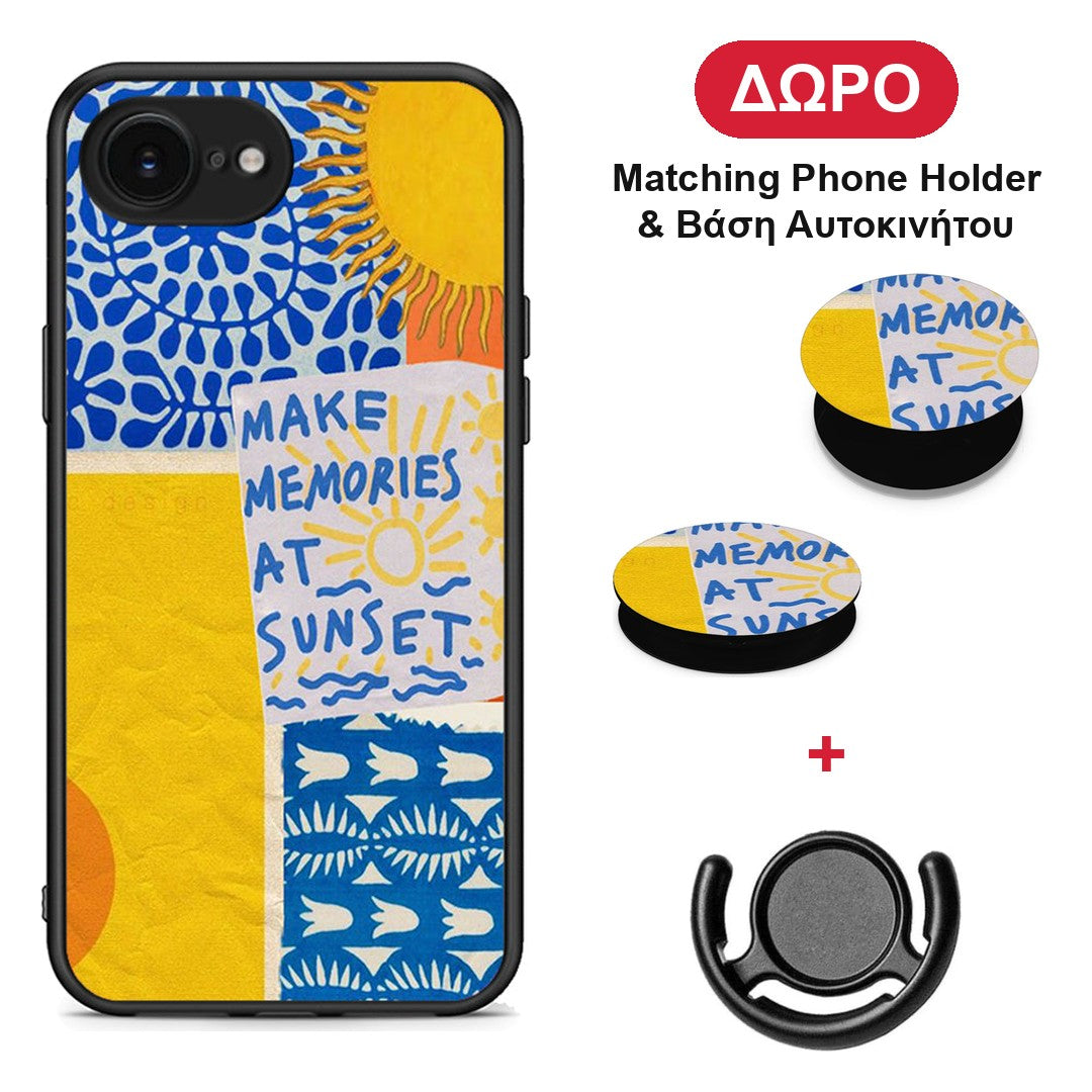 Sunset Memories - iPhone 16e θήκη + Δώρο Phone Holder & Βάση Αυτοκινήτου