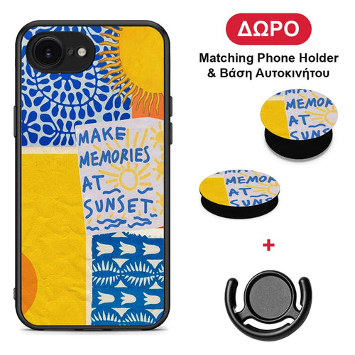 Sunset Memories - iPhone 16e θήκη + Δώρο Phone Holder & Βάση Αυτοκινήτου