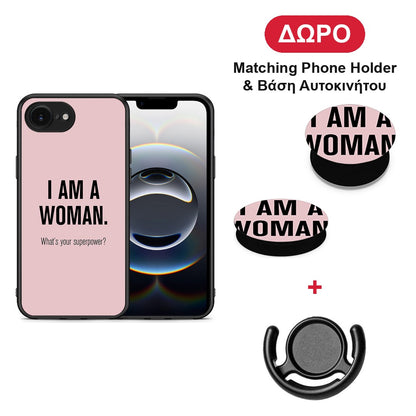 Superpower Woman - iPhone 16e θήκη + Δώρο Phone Holder & Βάση Αυτοκινήτου