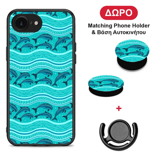 Swimming Dolphins - iPhone 16e θήκη + Δώρο Phone Holder & Βάση Αυτοκινήτου