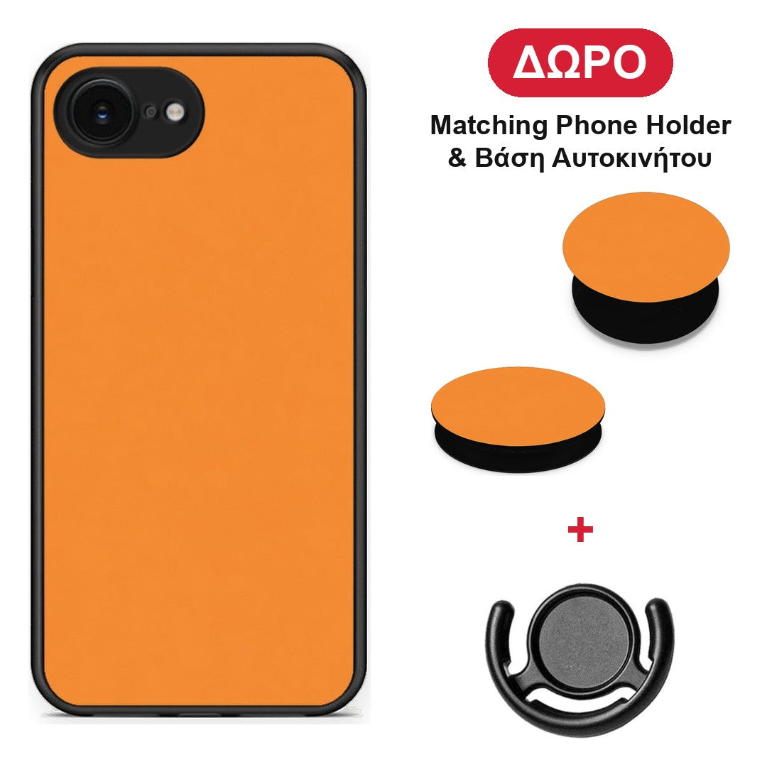 Tangerine Orange - iPhone 16e θήκη + Δώρο Phone Holder & Βάση Αυτοκινήτου
