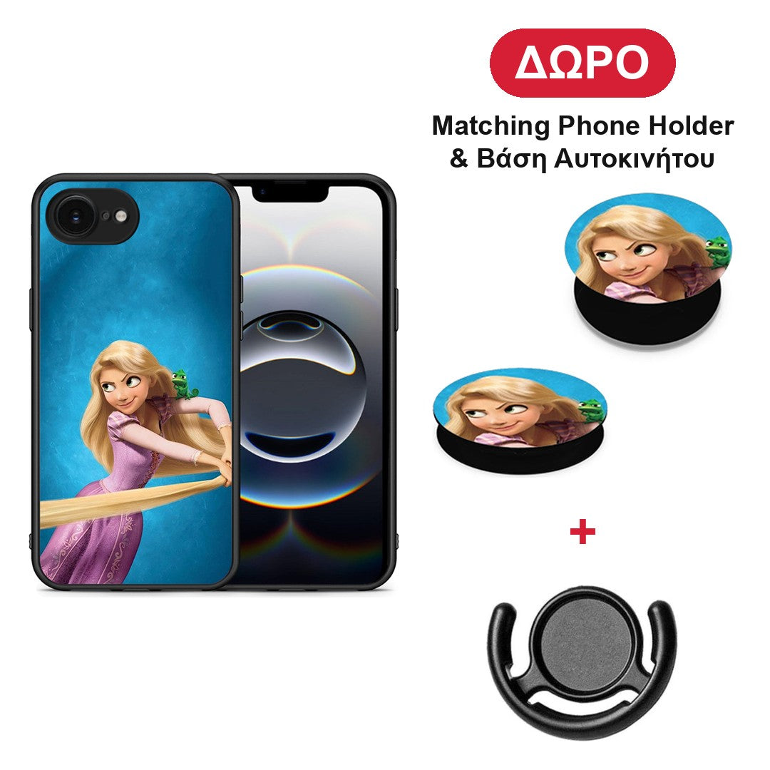 Tangled 2 - iPhone 16e θήκη + Δώρο Phone Holder & Βάση Αυτοκινήτου