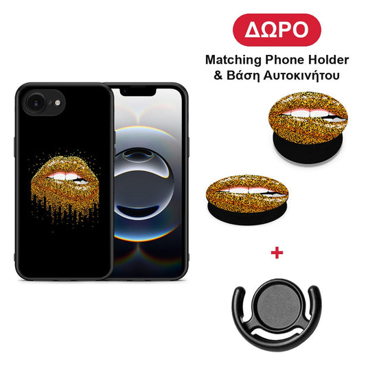Valentine Golden - iPhone 16e θήκη + Δώρο Phone Holder & Βάση Αυτοκινήτου