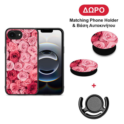 Valentine RoseGarden - iPhone 16e θήκη + Δώρο Phone Holder & Βάση Αυτοκινήτου