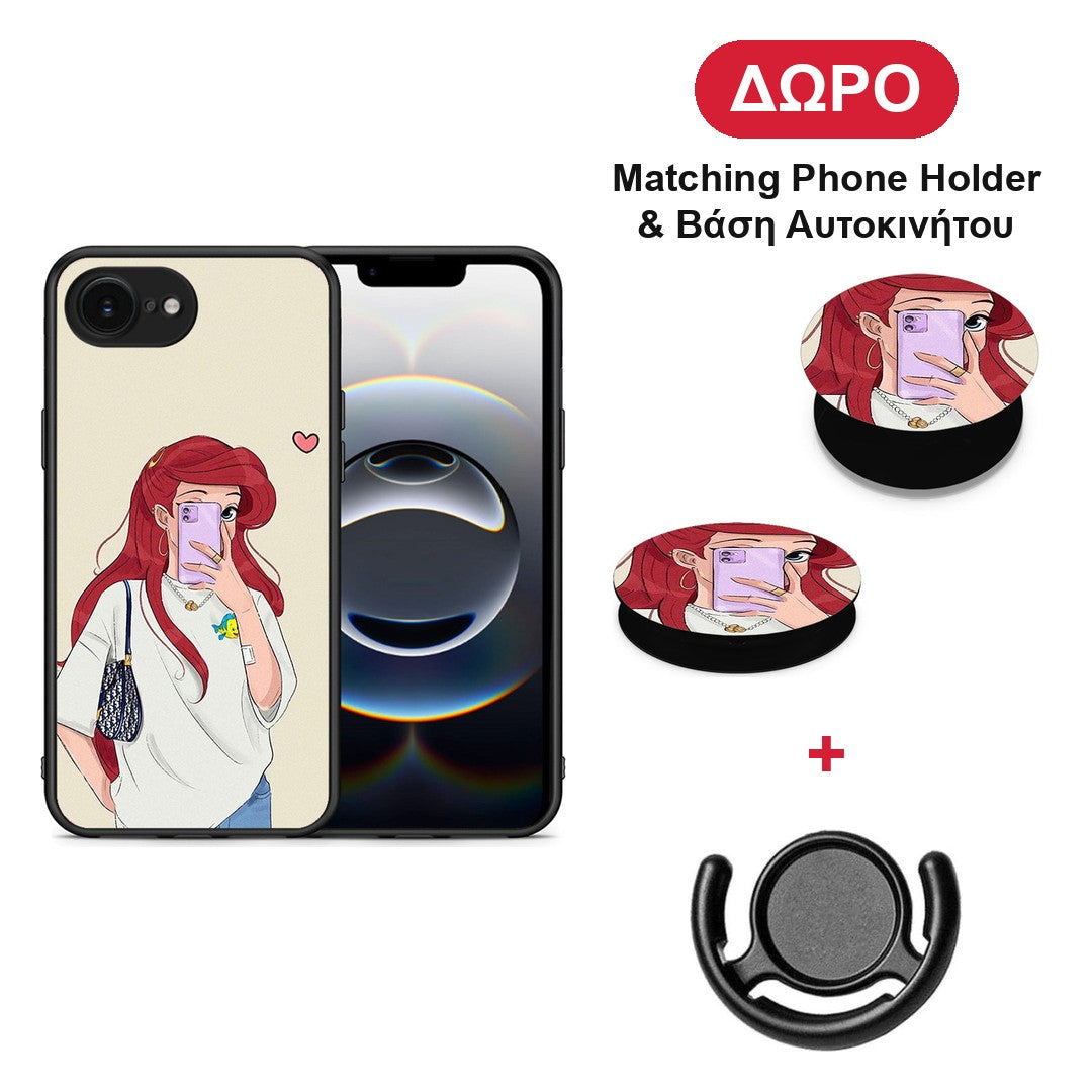Walking Mermaid - iPhone 16e θήκη + Δώρο Phone Holder & Βάση Αυτοκινήτου