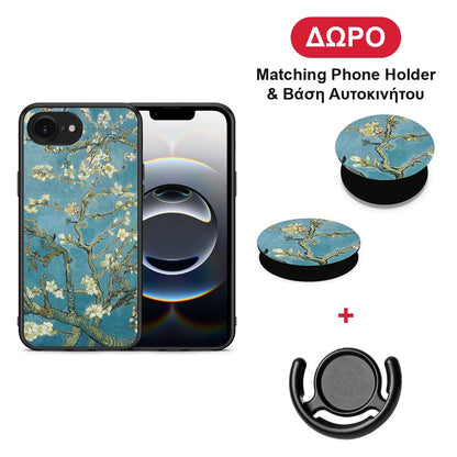 White Blossoms - iPhone 16e θήκη + Δώρο Phone Holder & Βάση Αυτοκινήτου