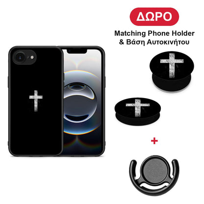 White Cross - iPhone 16e θήκη + Δώρο Phone Holder & Βάση Αυτοκινήτου