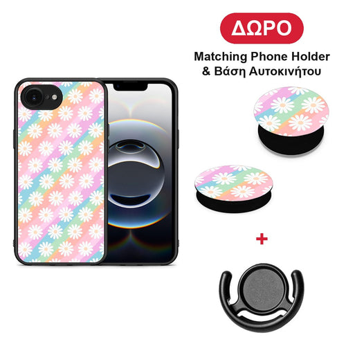 White Daisies - iPhone 16e θήκη + Δώρο Phone Holder & Βάση Αυτοκινήτου