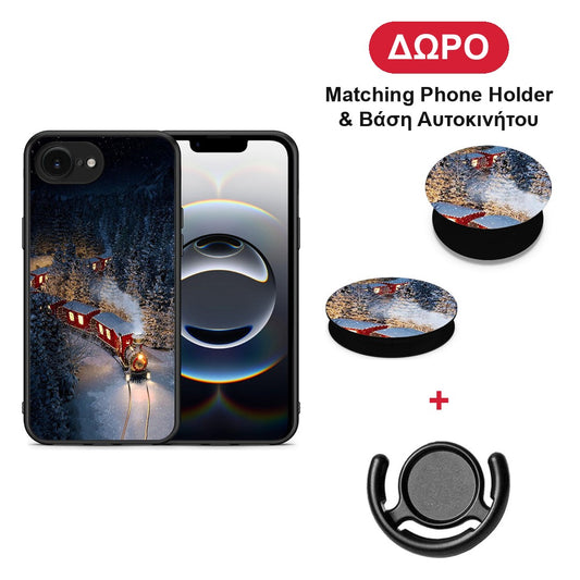 Xmas Train - iPhone 16e θήκη + Δώρο Phone Holder & Βάση Αυτοκινήτου