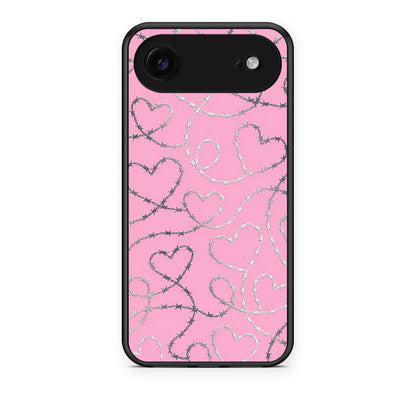 Θήκη iPhone 17 Air Barbed Wire Hearts on Pink από τη Smartfits με σχέδιο στο πίσω μέρος και μαύρο περίβλημα | iPhone 17 Air Barbed Wire Hearts on Pink case with colorful back and black bezels