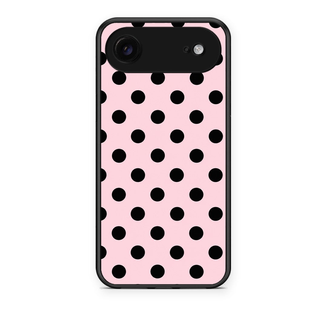 Θήκη iPhone 17 Air Black Polka Dots on Pink από τη Smartfits με σχέδιο στο πίσω μέρος και μαύρο περίβλημα | iPhone 17 Air Black Polka Dots on Pink case with colorful back and black bezels