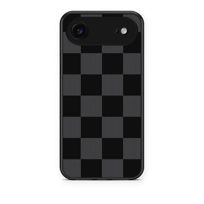 Θήκη iPhone 17 Air Black and Charcoal Striped Checks από τη Smartfits με σχέδιο στο πίσω μέρος και μαύρο περίβλημα | iPhone 17 Air Black and Charcoal Striped Checks case with colorful back and black bezels
