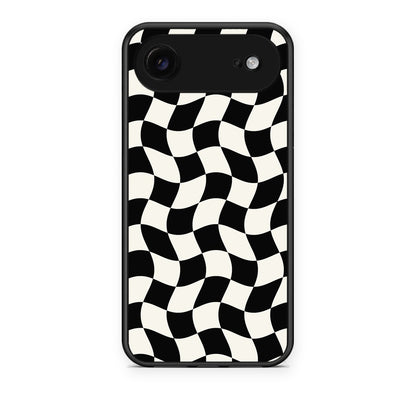 Θήκη iPhone 17 Air Black and Cream Wavy Checkerboard από τη Smartfits με σχέδιο στο πίσω μέρος και μαύρο περίβλημα | iPhone 17 Air Black and Cream Wavy Checkerboard case with colorful back and black bezels
