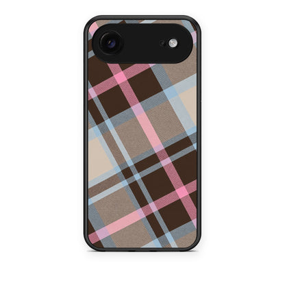 Θήκη iPhone 17 Air Brown Pink and Blue Diagonal Plaid από τη Smartfits με σχέδιο στο πίσω μέρος και μαύρο περίβλημα | iPhone 17 Air Brown Pink and Blue Diagonal Plaid case with colorful back and black bezels