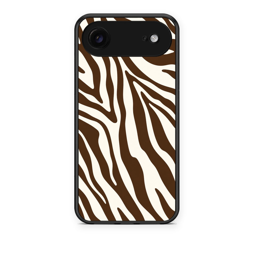 Θήκη iPhone 17 Air Brown and Cream Zebra Stripes από τη Smartfits με σχέδιο στο πίσω μέρος και μαύρο περίβλημα | iPhone 17 Air Brown and Cream Zebra Stripes case with colorful back and black bezels