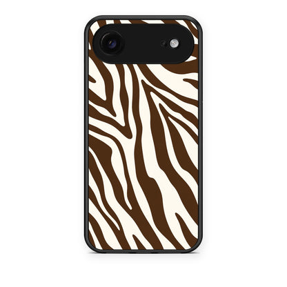 Θήκη iPhone 17 Air Brown and Cream Zebra Stripes από τη Smartfits με σχέδιο στο πίσω μέρος και μαύρο περίβλημα | iPhone 17 Air Brown and Cream Zebra Stripes case with colorful back and black bezels