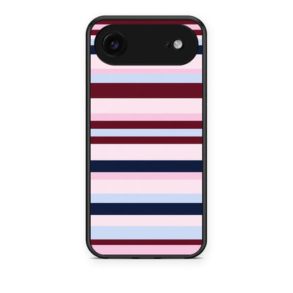 Θήκη iPhone 17 Air Burgundy Pink and Blue Horizontal Stripes από τη Smartfits με σχέδιο στο πίσω μέρος και μαύρο περίβλημα | iPhone 17 Air Burgundy Pink and Blue Horizontal Stripes case with colorful back and black bezels